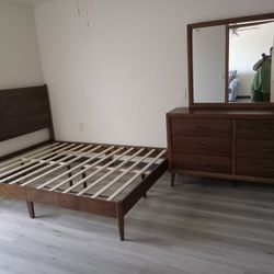 Gorgeous Bedframe Mattress Dresser With Attached Mirror