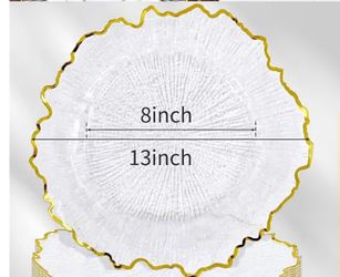 6 pack of new gold rim reef acrylic chargers