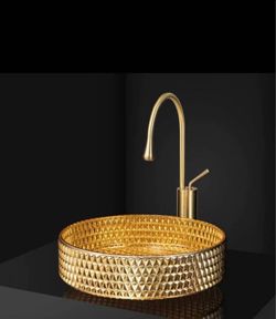 BRUSH GOLD, Vessel bowl, faucet "no sink"