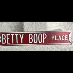 Vintage Betty Boop Place Metal Street Sign Decor Red White 