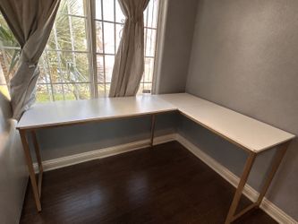 White desk with gold