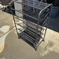 👟 Double-Sided 10-Shelf Freestanding Shoe Rack – Metal Frame + Mesh Shelves