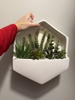 Set of 2 - Hexagon coastal 3D Wall Decor - Ceramic planters