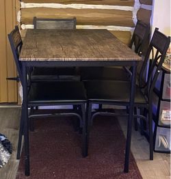 MUST GO - VECELO 5-Piece Indoor Modern Rectangular Table Kitchen, Dinette, Breakfast Nook, Dining Set for 4, Retro Brown
