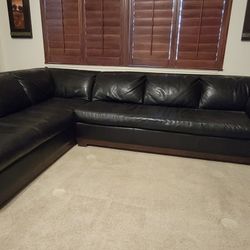 Leather Grande Sectional w/ Chaise Lounge / Down Feathers/ Handmade 

