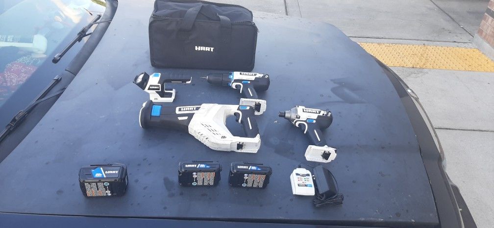 4 Piece Hart 20v Power Tool Set + 4ah Battery $130obo