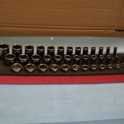 Snap-on Tools 39 pc 3/8" Drive 6-Point SAE Flank Drive® Combination Socket Set with PRO-FIT™ Organization (1/4-1") (Red)