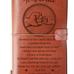 Dad Birthday Gifts from Daughter, to My Dad Leather Journal, Christmas Birthday Gifts for Dad from Daughter, 140 Page Dad Refillable Journal Gifts, Id