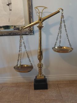 Huge 49.5" Antique Brass Mercantile / Apothecary Balance Scale