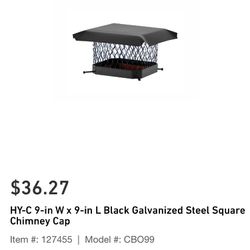 9” Square Black Galvanized Steel Chimney Cap