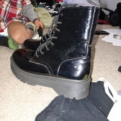 Black Lace Up Derby Boots