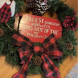 Lighted Christmas Wreath  “Jolliest Bunch Of Assholes This Side Of The Nuthouse” from The movie Christmas Vacation Movie.  New  Asking $30 or best off