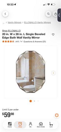 ELLO&ALLO 20 in. W x 28 in. L Single Beveled Edge Bath Wall Vanity Mirror