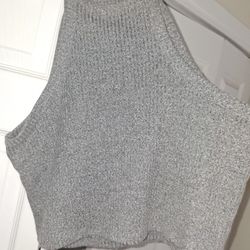 Grey Rib Knit Crop Top