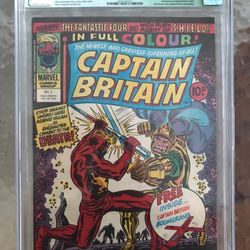 Captain Britain #2 (1976) CGC 9.2 — O/w to White; Qualified Grade; No Boomerang 