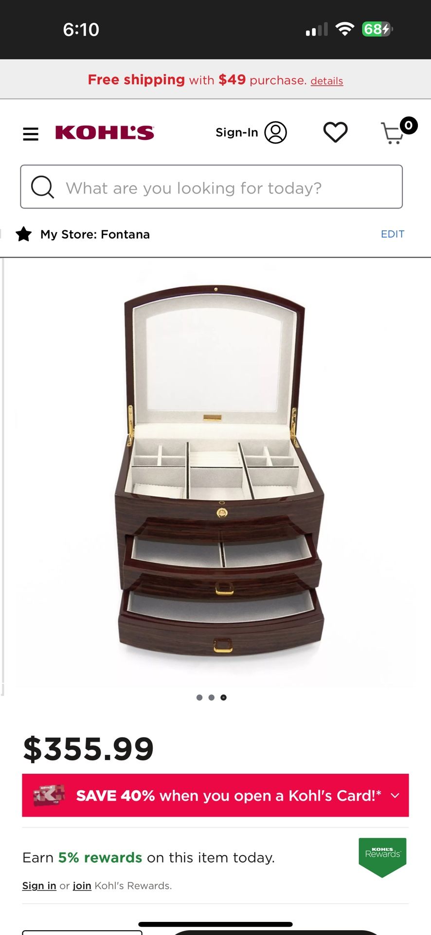 Bey-Berk Brown Zebra Wood Jewelry Box 
