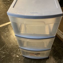 Plastic 3 Drawer Cart With Casters (wheels)