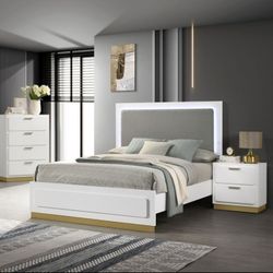 Led Lights Bedroom Set White Set New 3 Pcs
