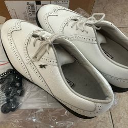 REEBOK Women’s White Leather Comfort Elite Willowbend XL Wing Tip GOLF Shoes 7 1/2