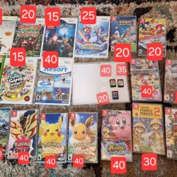 Various Switch, Wii Anx Xbox 360 Games