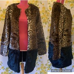 Nasty gal faux fur leopard print coat size M
