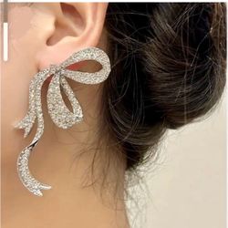 Elegant Silver Bow Earrings