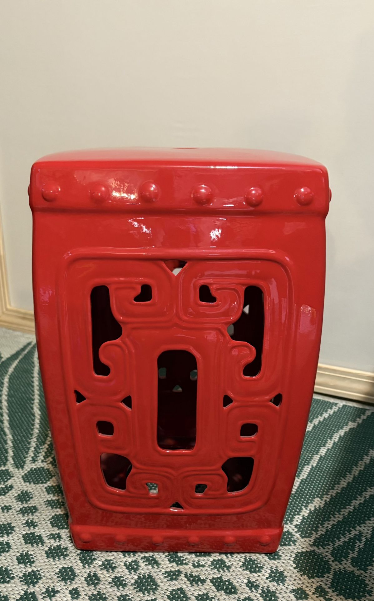 Red Ceramic Table/Stool