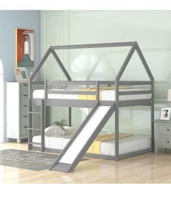 Twin House Bunk Bed with Slide