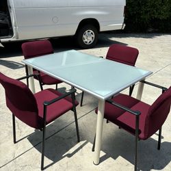 Comfortable Upholstered Chairs & Glass Table, Free Delivery