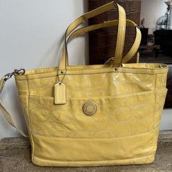 Coach Large Yellow Bag. F19256 The Bag In Good Condition. Some Stains.