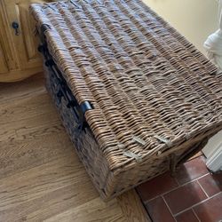 Vintage French Wicker Basket Trunk