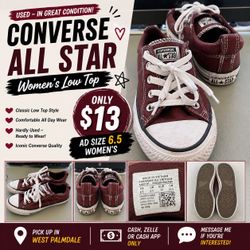 👟Converse All Star Sneakers – Women’s Size 6.5