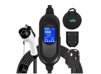 (AAAA-11) 2 EV Charger 50A 240V, ETL Certified, 45 Miles/Hour Fast Charging, NEMA 14-50 Plug, 25FT TPU Cable, IP54 Waterproof, Smart LCD Delay Timer, 