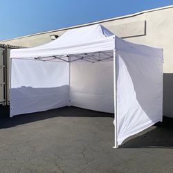 (NEW) $190 Heavy Duty EZ Popup Canopy 10x15’ with (3 Sidewalls) Outdoor Gazebo, Carry Bag (2 Colors) 