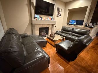 Chocolate Brown Leather Reclining Sectional and Sofa Set