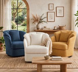 Only ONE available swivel fabric accent chair