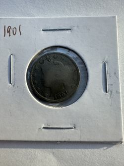 1901 - V Nickel- Circulated 