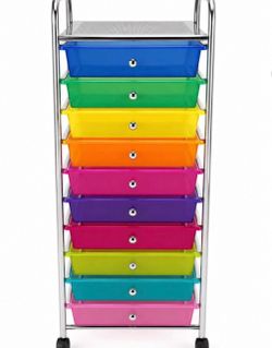 10-Drawer Rainbow Rolling Storage Cart / Organizer