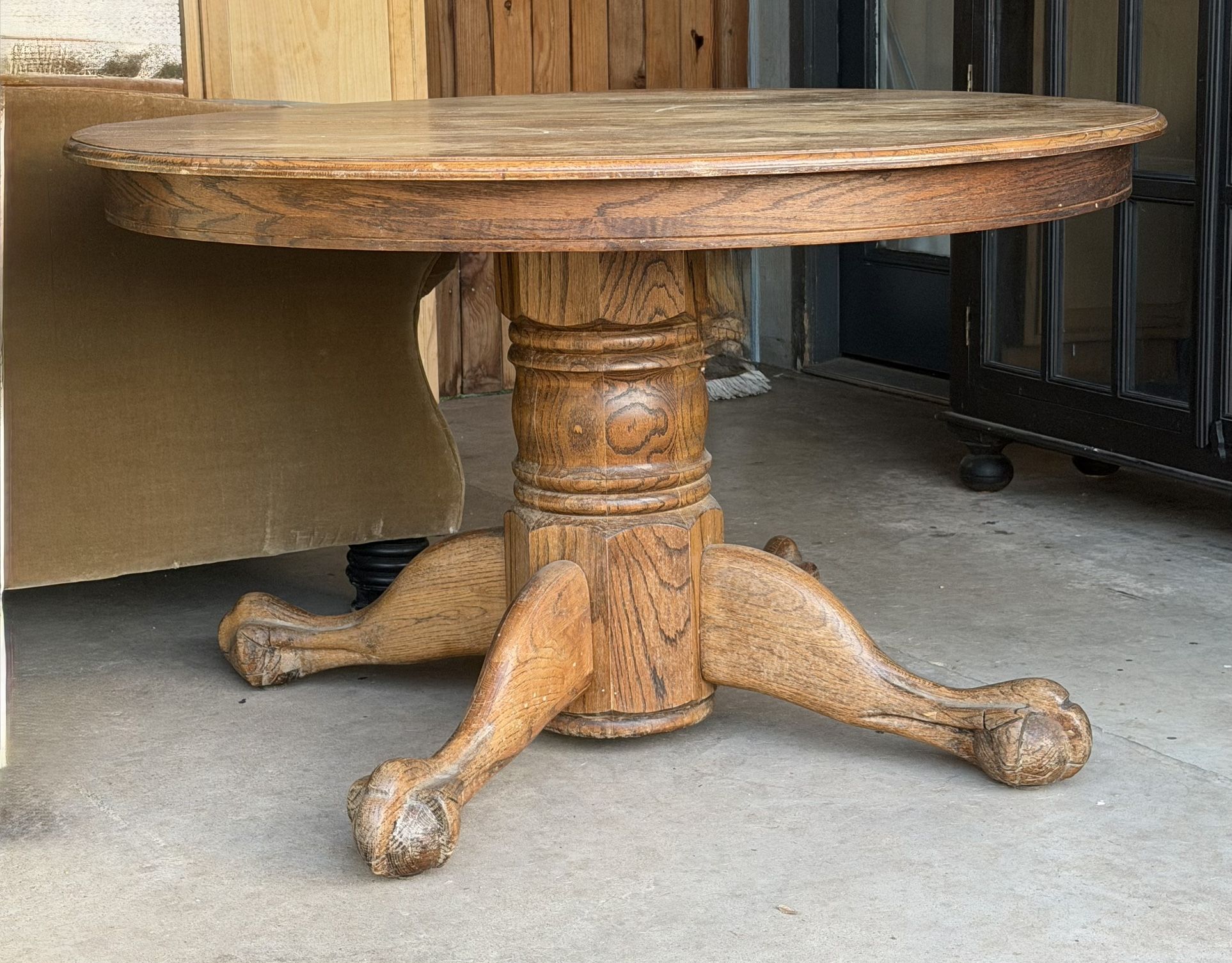 Solid Wood Round Dining Table + 4 Chairs