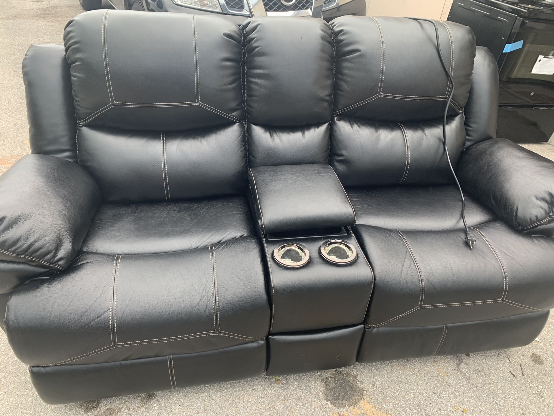 Two Pieces Living Room Leather Recliners Showroom Floor Piece