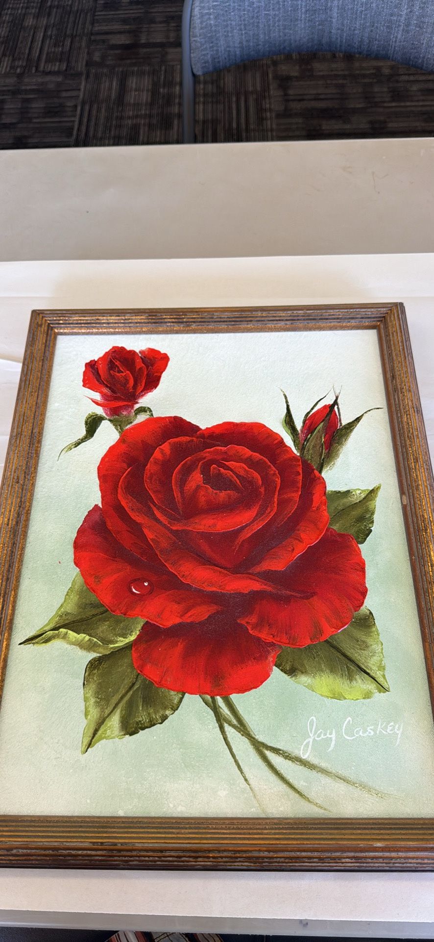 Beautiful Rose Painting Signed by Maui Artist Jay Caskey