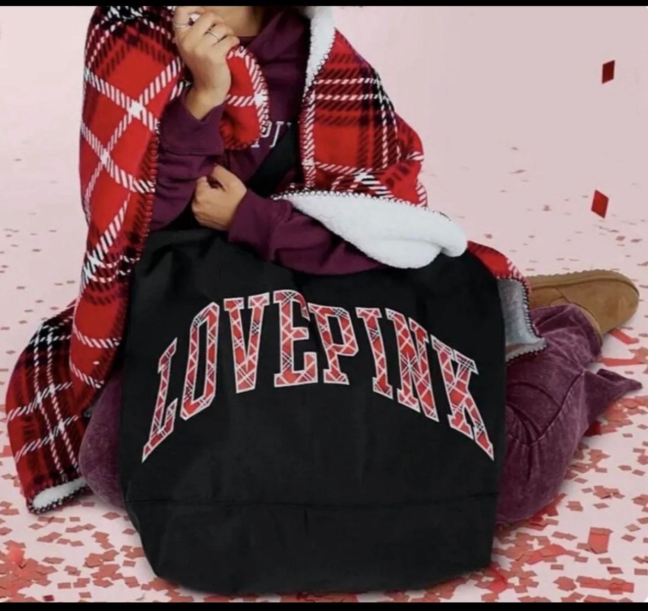 NWT PINK Victoria’s Secret | Black Red Tote Bag