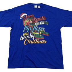 Dear Santa I Just Need Flip Flops And A Beachy Christmas Graphic Tee Blue Multi