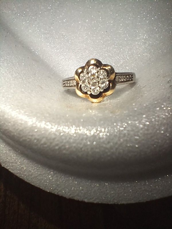 14k, 925, Diamond Flower Ring