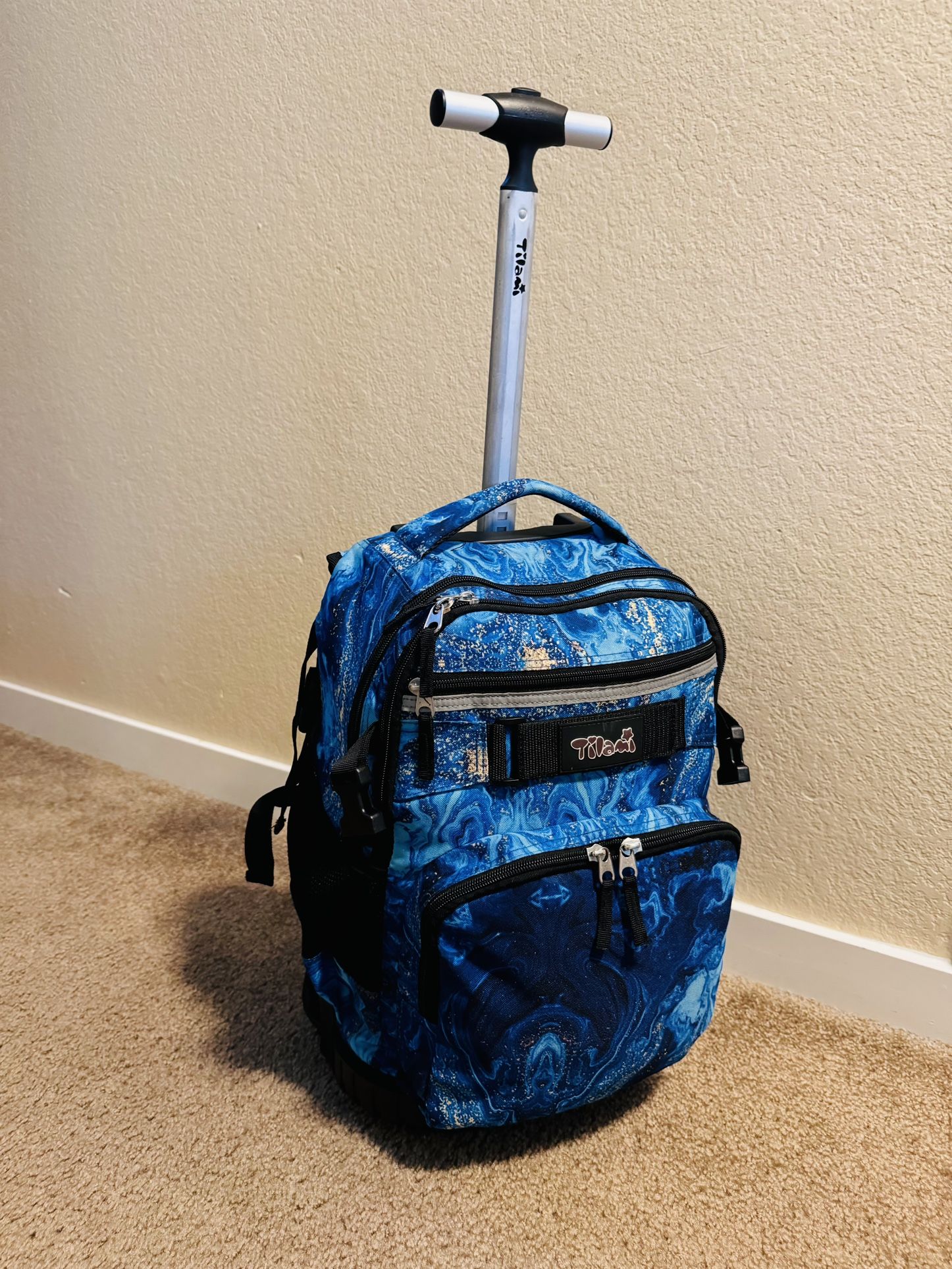 Tilami Rolling Backpack 18 inch Wheeled Backpack School College Student Travel Trip Boys and Girls