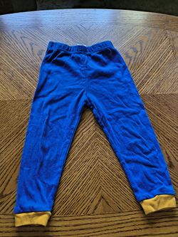 Baby Boys' 24M Blue Fleece Pajama Pants with Yellow Cuffs