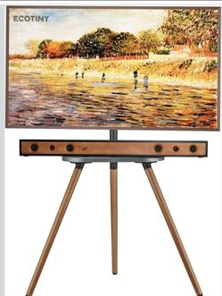 Tripod TV Stand for 43-65" TVs, Swivel, Black Walnut
Height-adjustable easel TV stand, wood media shelf, cable management and VESA up to 400x400