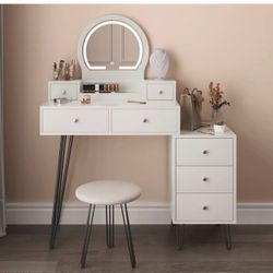 New White Vanity with Lights 