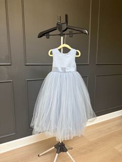 Girls Light Blue Tulle Flower Girl Dress - 5T