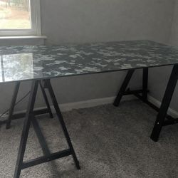 Ikea floral glass desk 